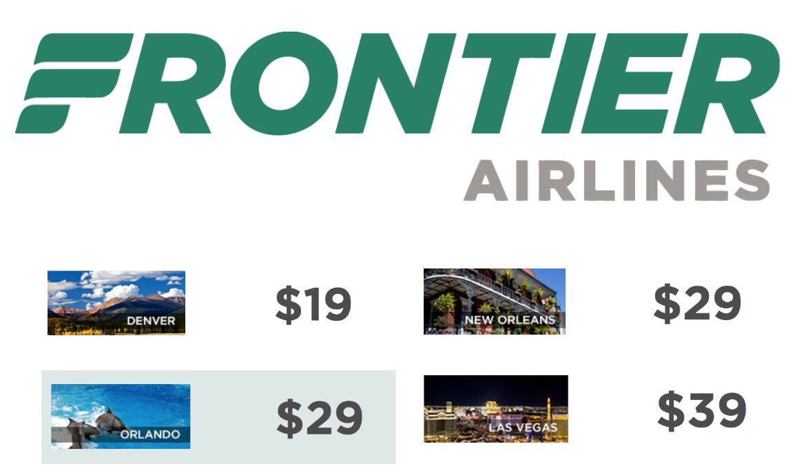 Discounted Frontier Airlines Fares as low as 19!