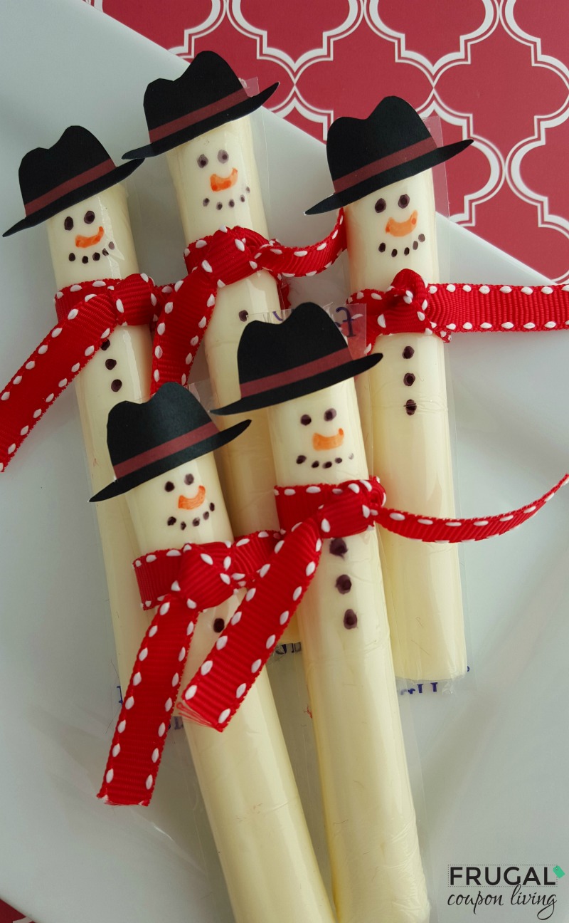 Cheese Stick Snowmen with FREE Printable Top Hat