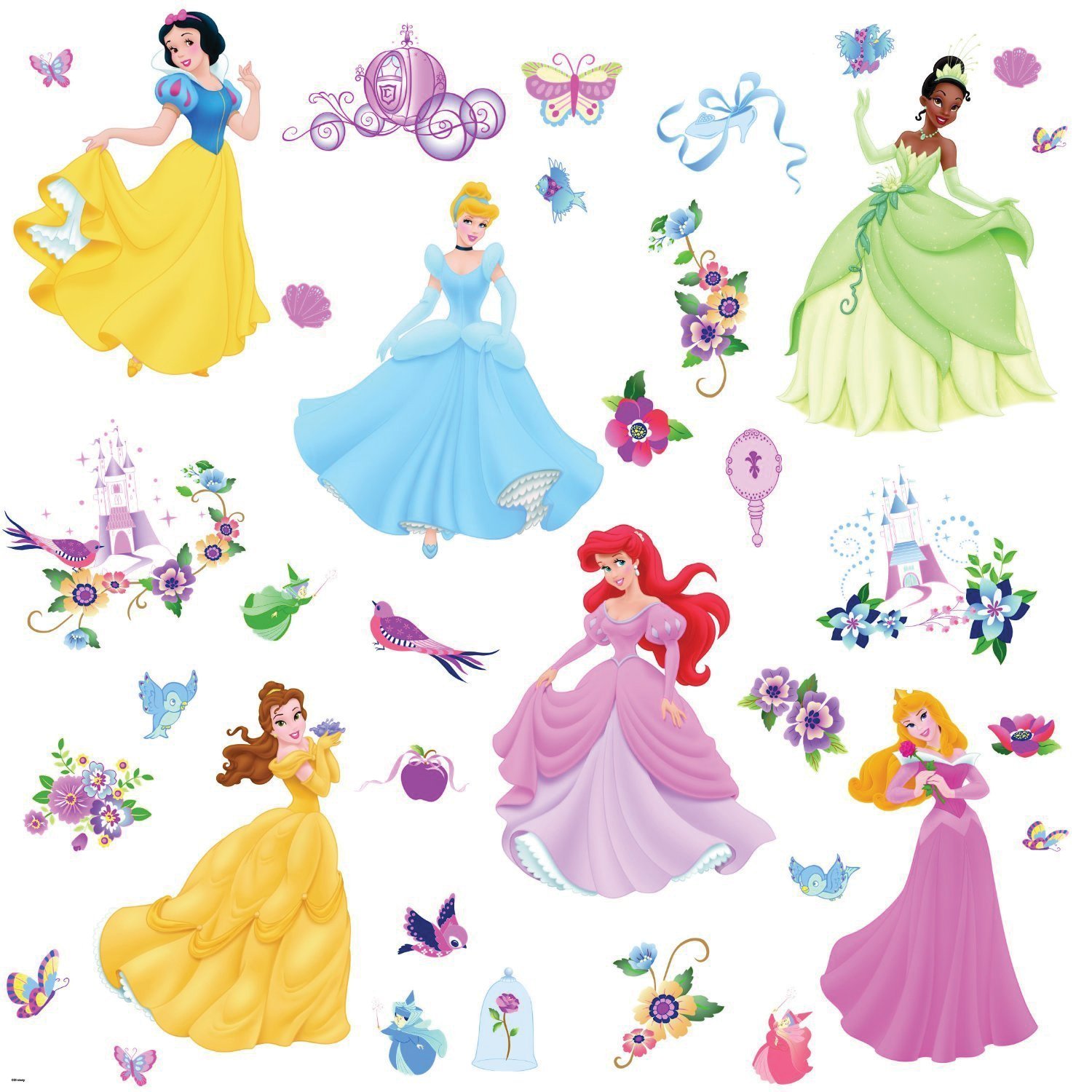 Disney Princess Peel & Stick Wall Stickers and Gems $9.97