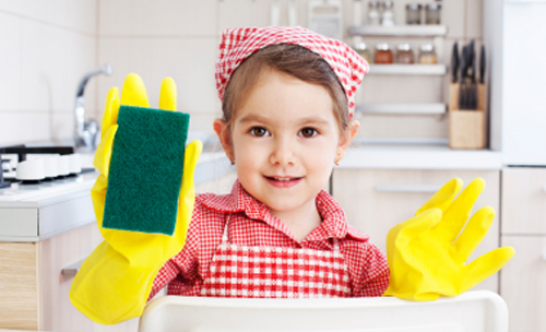 Smiling little housewife