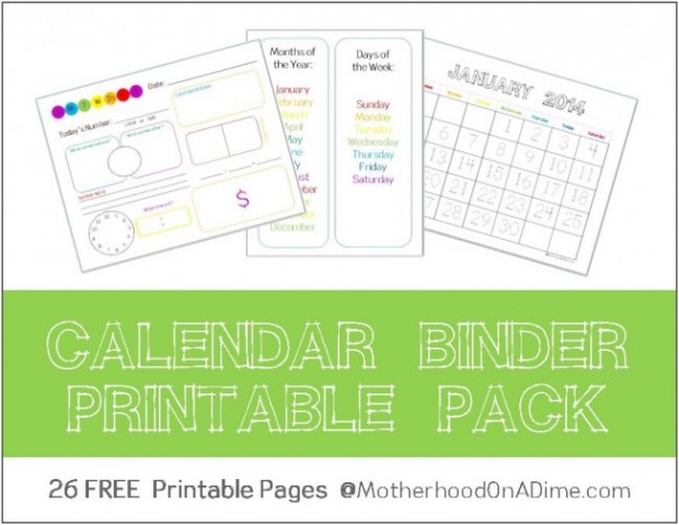 calendar binder pack