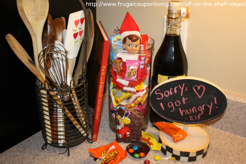 Elf on The Shelf Ideas Elf Eats the Halloween Candy