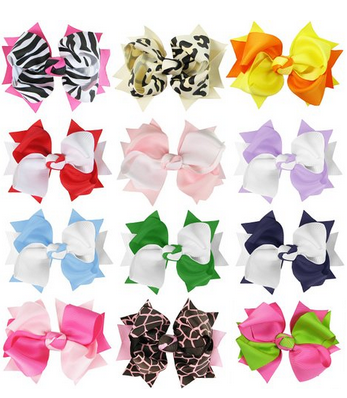 HipGirl Boutique Girls Large 4.5" Spike Hair Bow Clips, Barrettes. HipGirl Boutique Girls Large 4.5" Spike Hair Bow Clips, Barrettes.