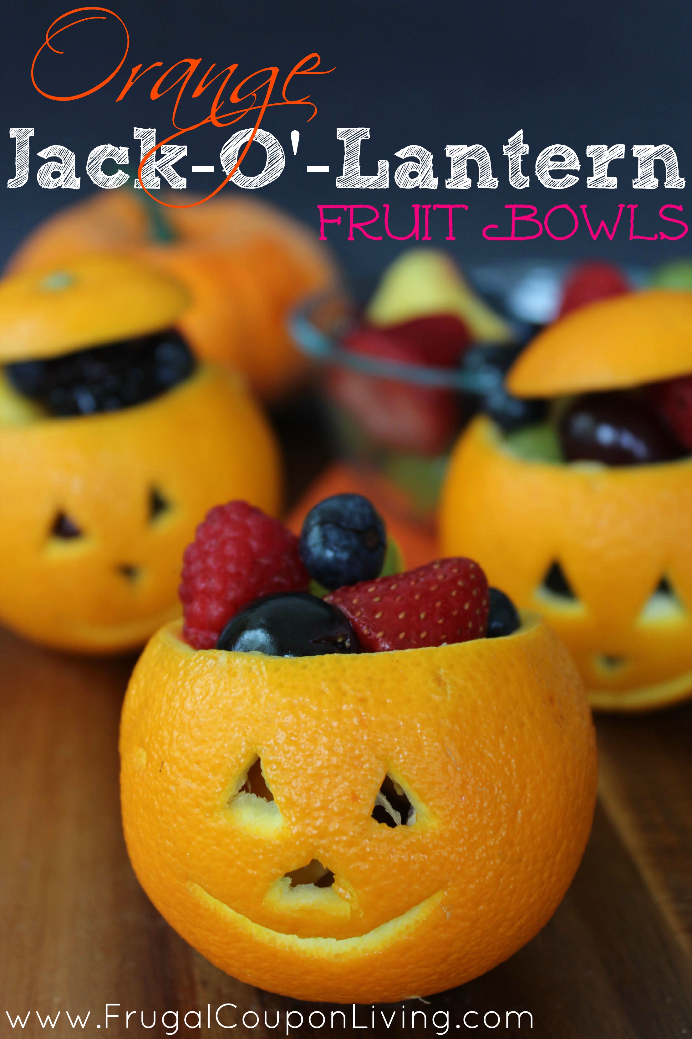  Orange  Jack O Lantern Fruit  Cups Healthy Treat Bowls