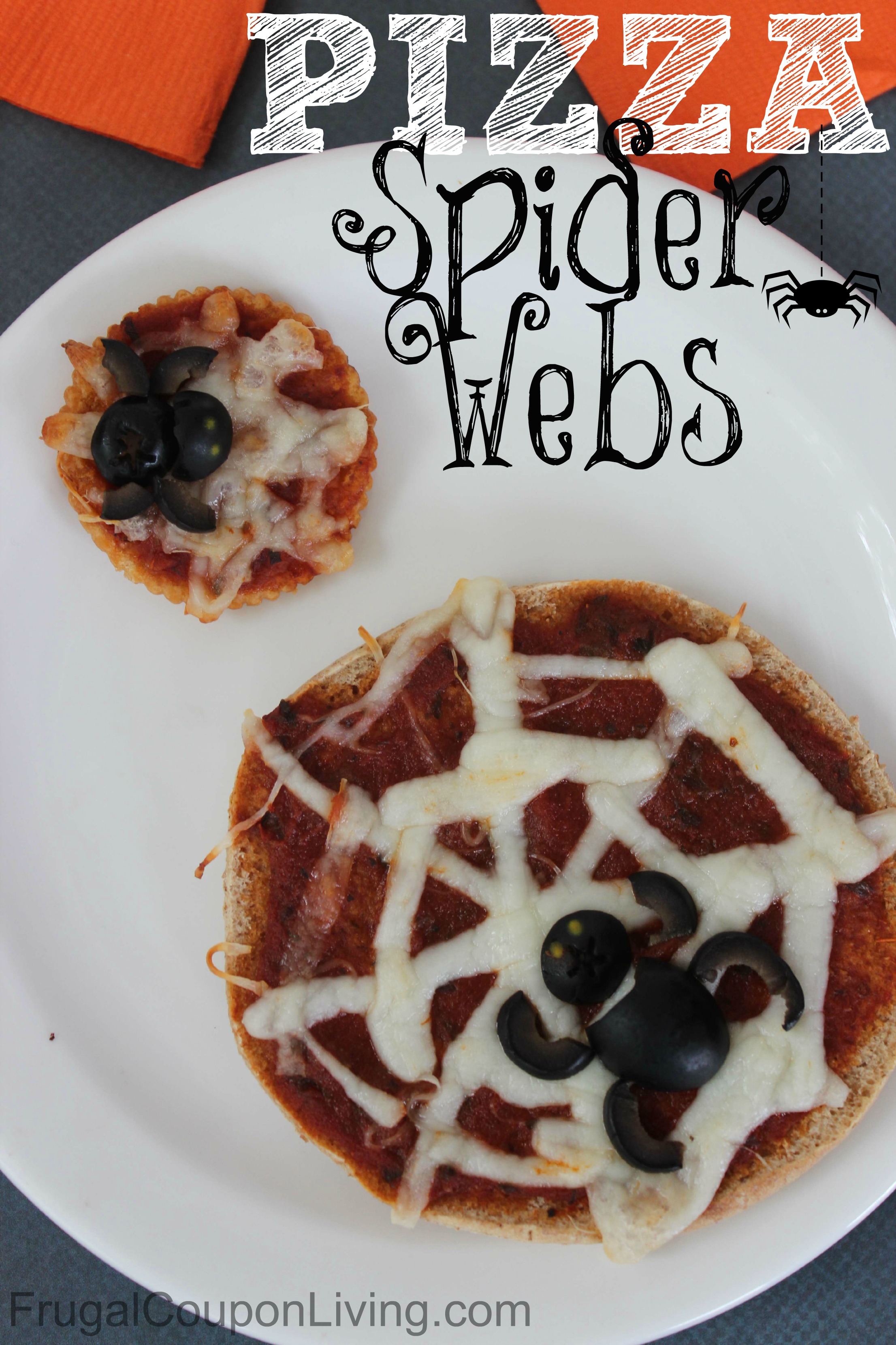 Halloween Pizza Spider Webs- Kids Food Craft