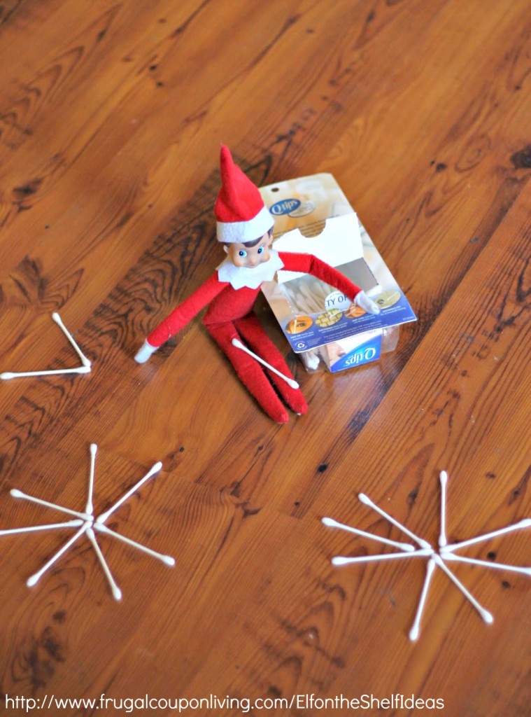 elf-on-the-shelf-ideas-qtip-snowflake-frugal-coupon-living
