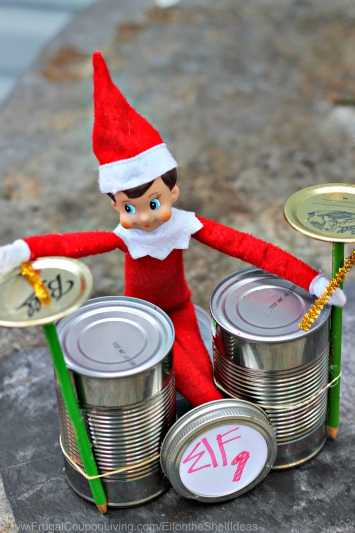 Funny Elf on the Shelf Ideas Drum Cans Band