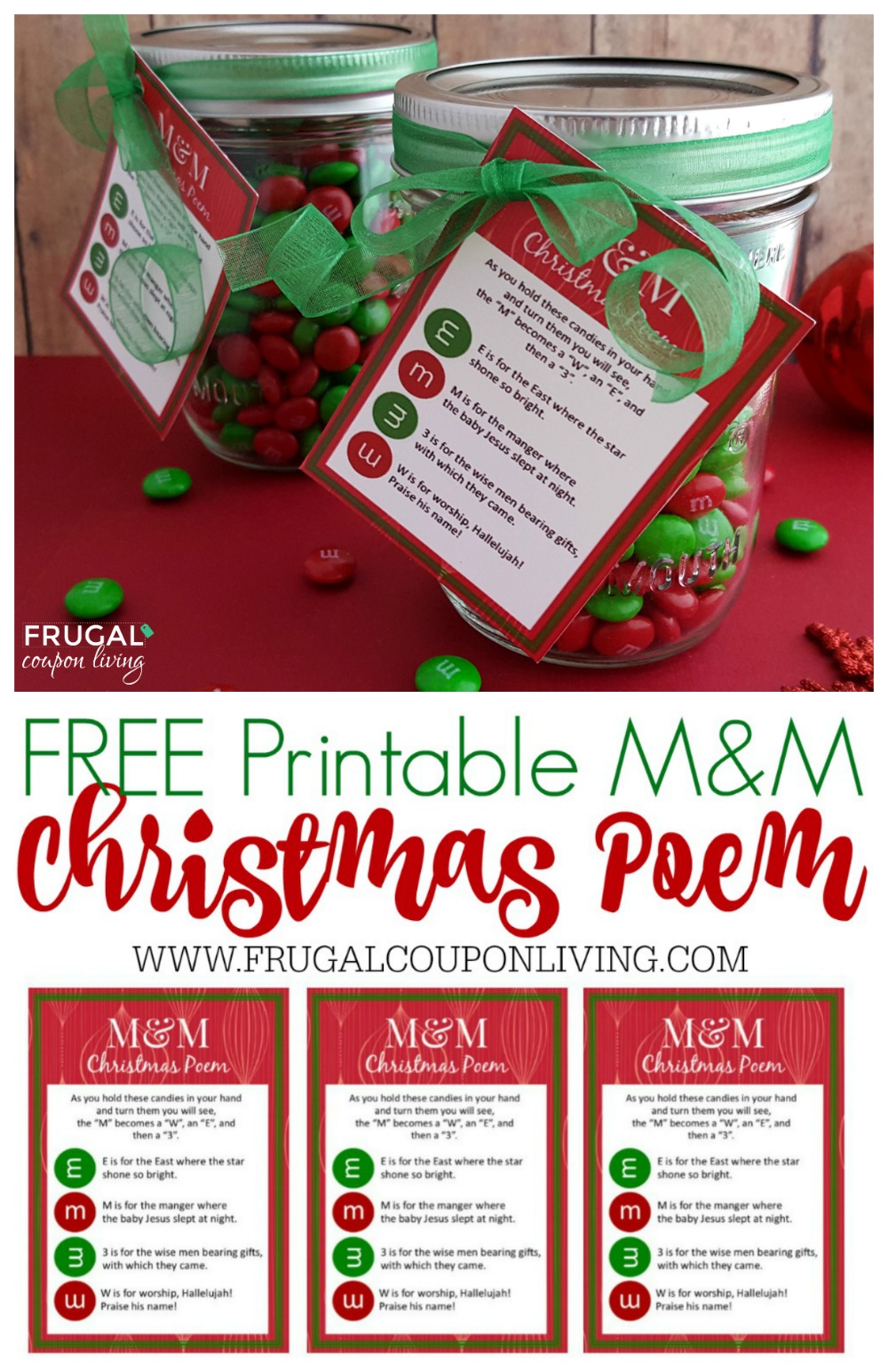 M&M Christmas Poem and FREE Printable Gift Tag