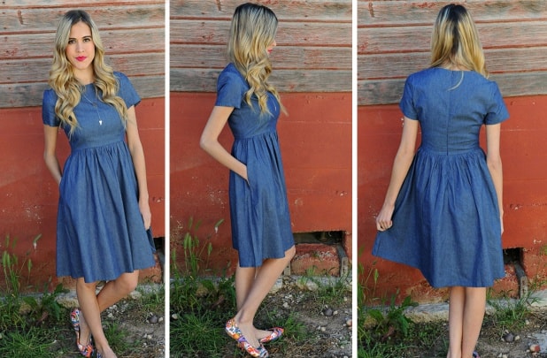 Mid-Length Chambray Dress