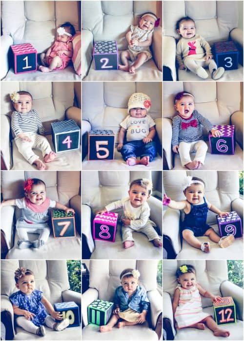 Baby Milestone Blocks number cube baby photos