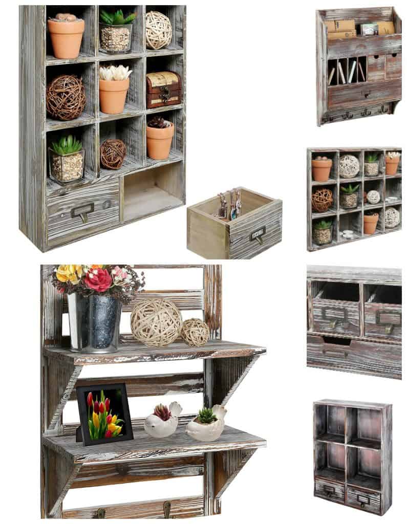 rustic wooden shelving
