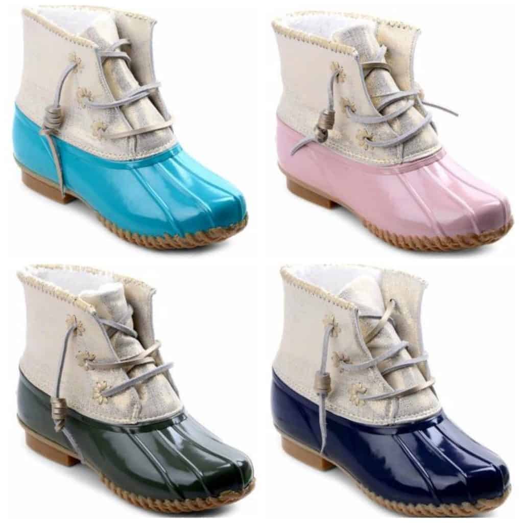 Whipstitch Metallic Leather Rubber Boots