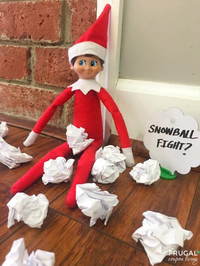 Elf on the Shelf Ideas | Elf Snowball Fight