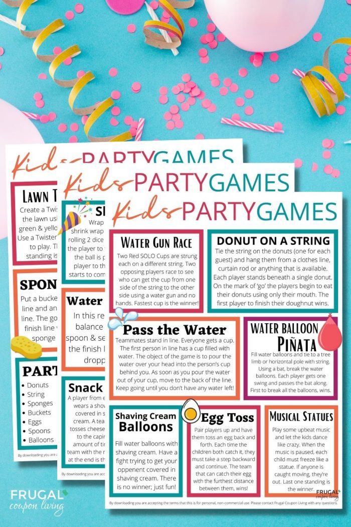 printable Kids Party Games for a birthday party