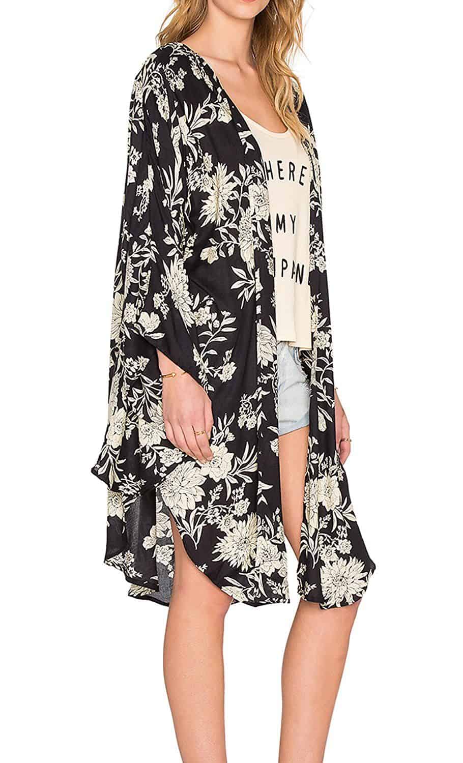 Women's Sheer Chiffon Floral Print Kimono 16.99