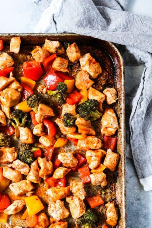 Sweet and Spicy Chicken Asian Sheet Pan Dinner