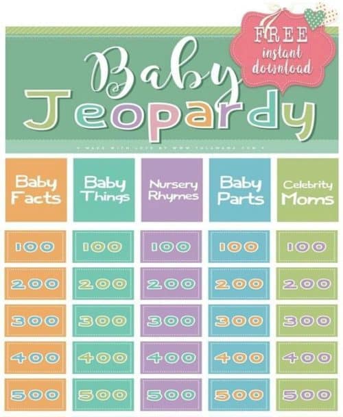 jeopardy baby shower games