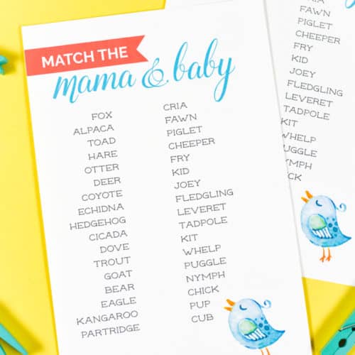 baby matching baby shower game printable