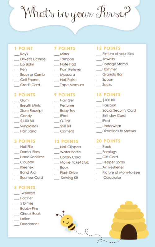 what's in your phone baby shower game