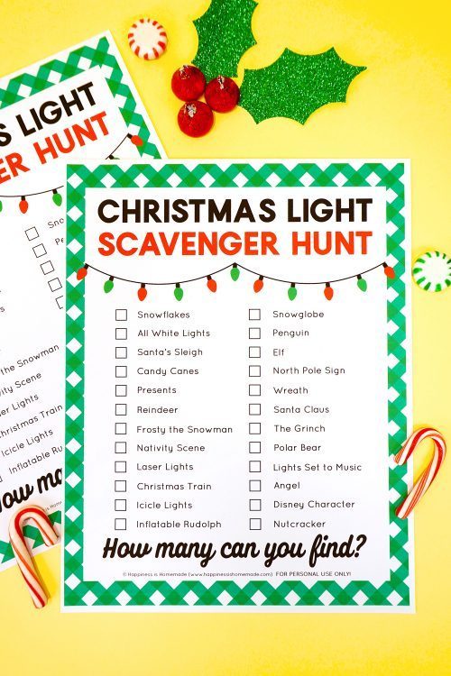 Christmas Lights Scavenger Hunt Printable for Christmas Eve