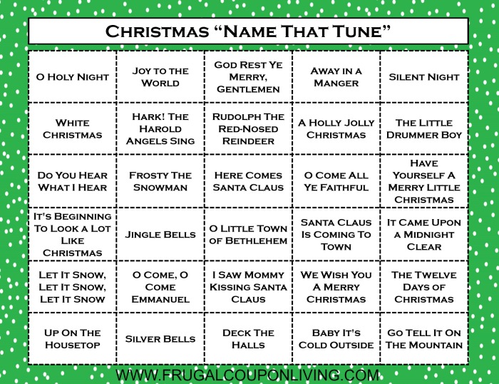 Christmas Name that Tune Game Printable