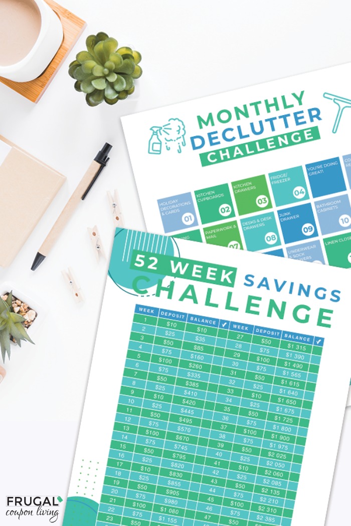 Monthly Declutter Checklist and Savings Challenge
