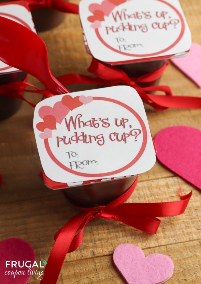 What's Up Pudding Cup Valentine for Kids