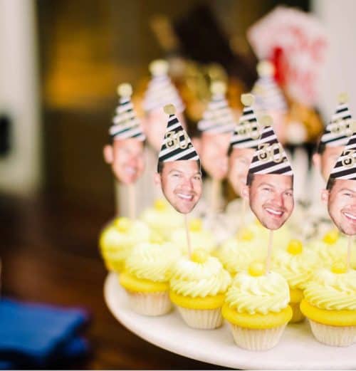 photograph on yellow cupcakes