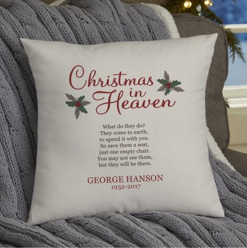 christmas in heaven memorial pillow