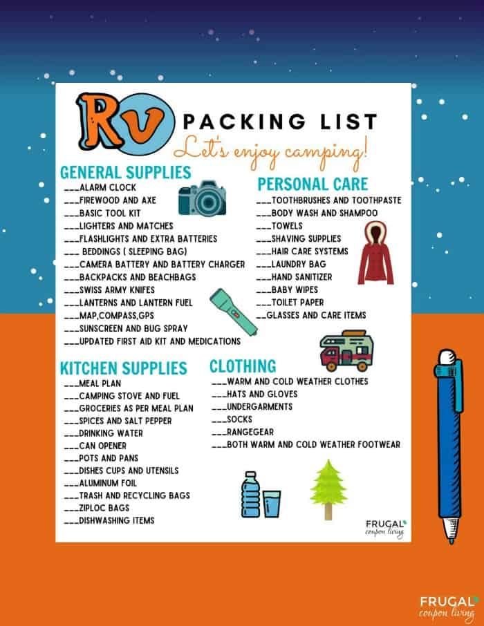 RV Packing List Printable