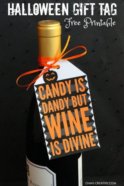 Halloween Wine Gift Tag Printable Gift Idea