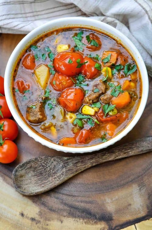 Instant Pot Vegetable Beef Soup Fall Dinner Recipe