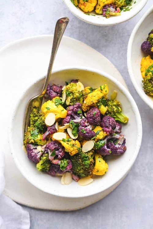 Roasted Purple Cauliflower Salad Healthy Recipe in a Bowl