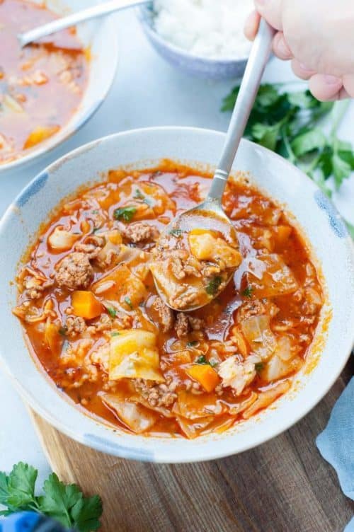 Healthy Stuffed Cabbage Roll Soup for Fall