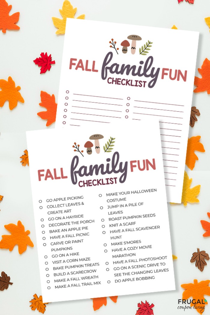 Family Fun Fall Bucket List Printable