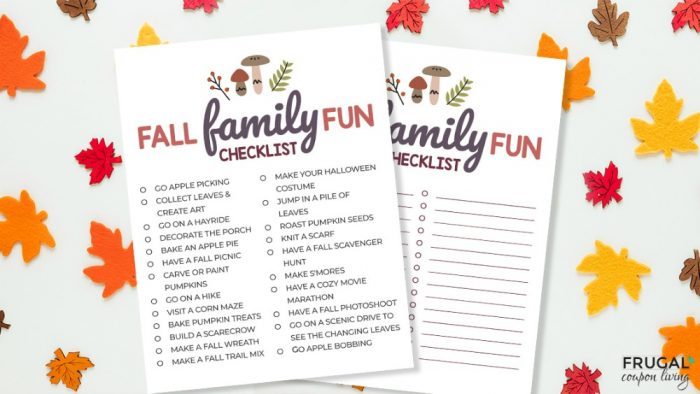 Fall Bucket List Ideas Printable PDF