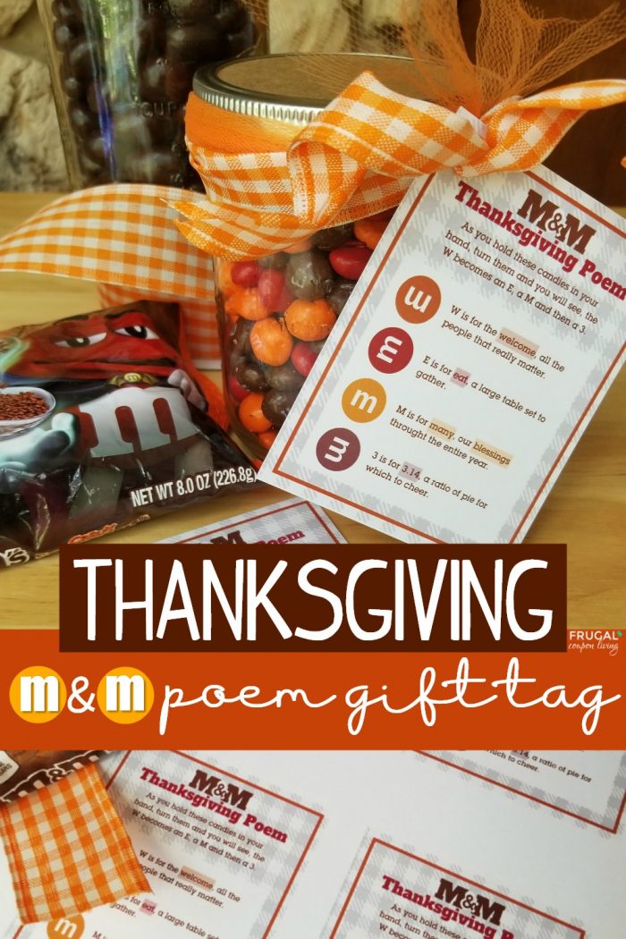 M&M Poem Mason Jar Thanksgiving Gift Tag Printable