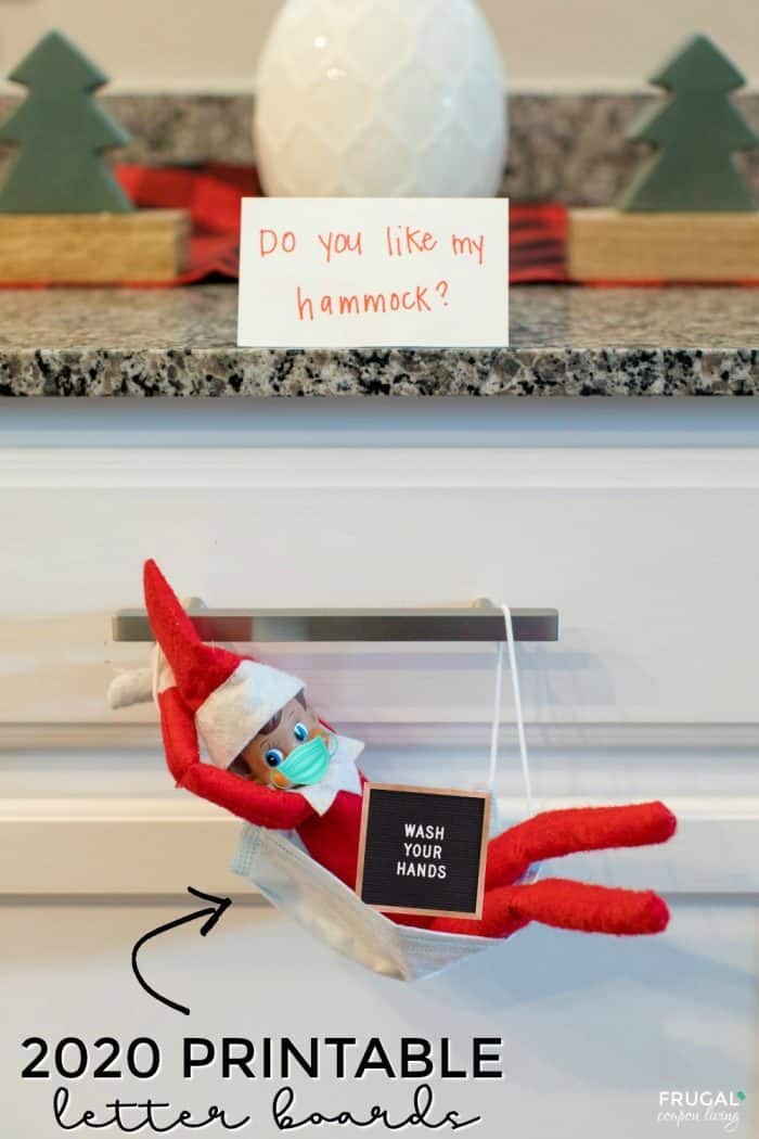Elf on the Shelf Face Mask Hammock with Free Printable Letter Boards and Mask