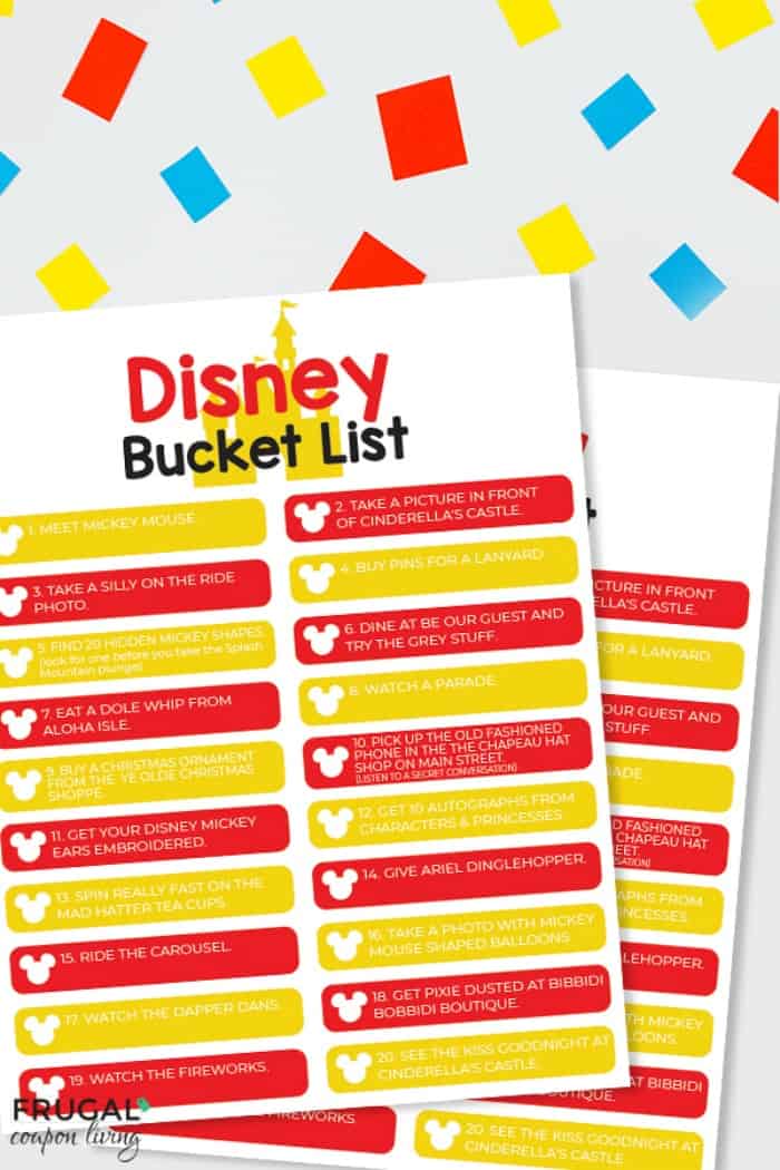 Family Disney Bucket List Printable PDF