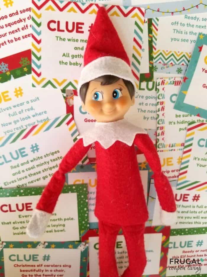 Christmas Scavenger Hunt with Elf on the Shelf - 22 Printable Clues