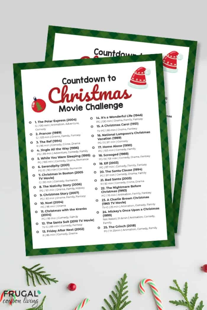 Christmas Movie Checklist Printable PDF | Christmas Bucket LIst