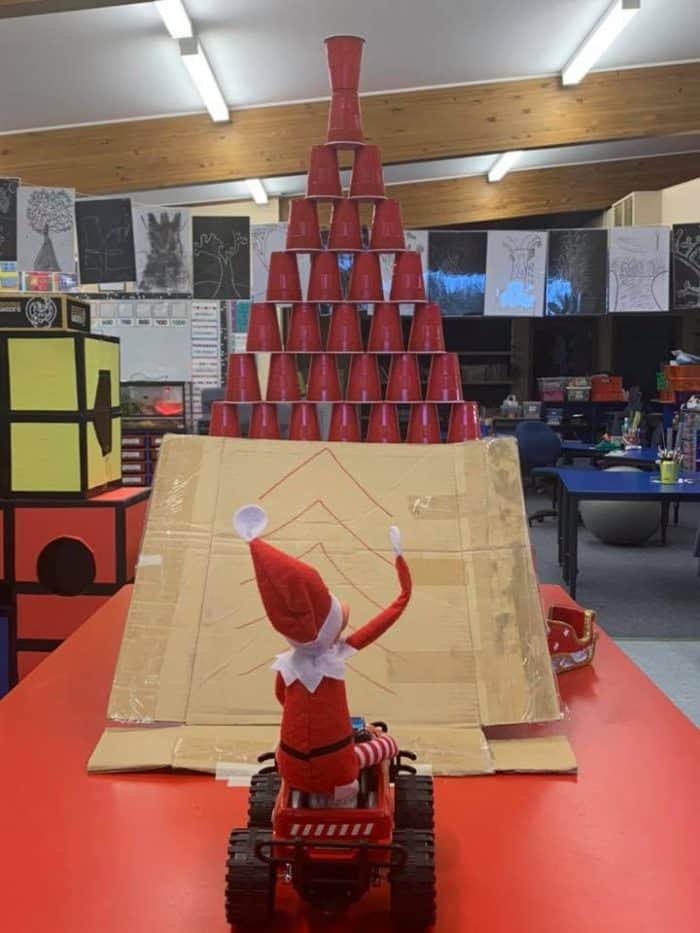 Elf on the Shelf Classroom Ideas with Solo Cup Ramp