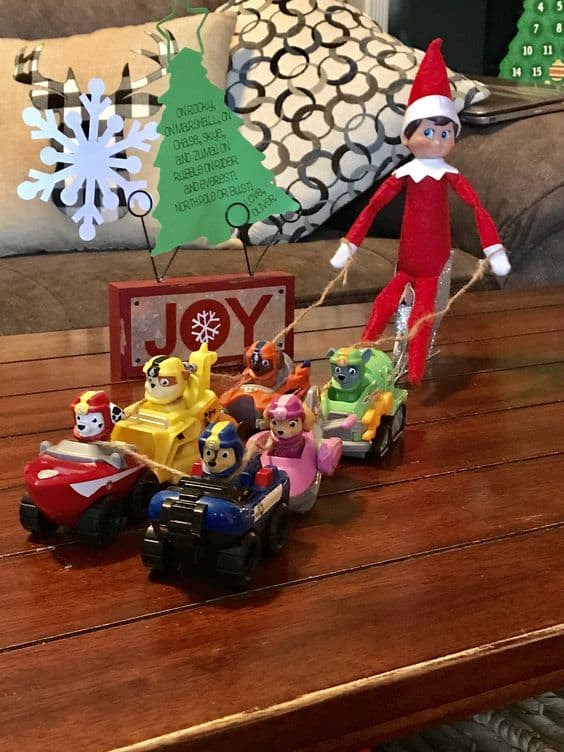 Elf on the Shelf Paw Patrol Sled | Elf Toddler Ideas