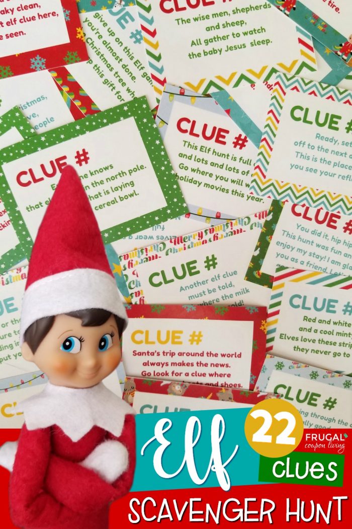Elf on the Shelf Scavenger Hunt for Christmas Clues Printable & Riddles