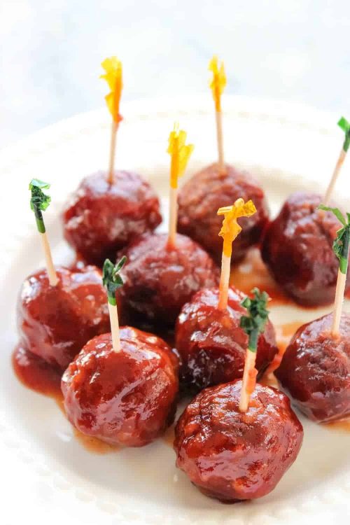Slow Cooker Grape Jelly Party Meatballs