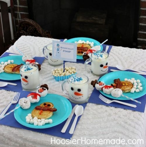 Christmas Eve Brunch Snowman Breakfast Table