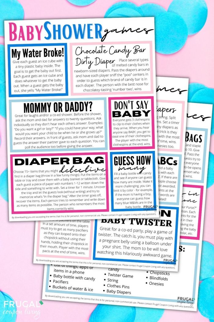 Baby shower games printable