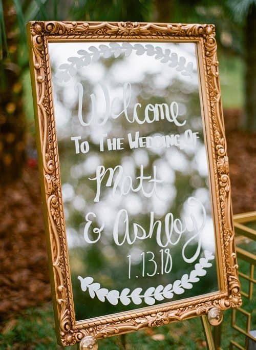 DIY Wedding Mirror Welcome + Cheap Wedding Ideas on a Budget