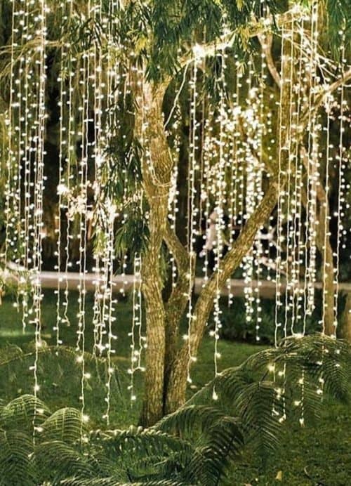 Outdoor Wedding Lights + Small Wedding Decor Ideas on a Budget