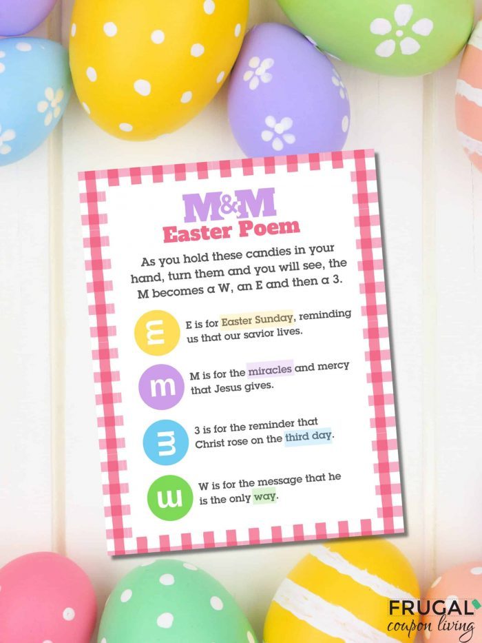 Easter Poem Using M&Ms - Free Easter Printable PDF Gift Tag
